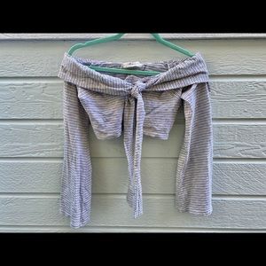 Striped long sleeve crop top